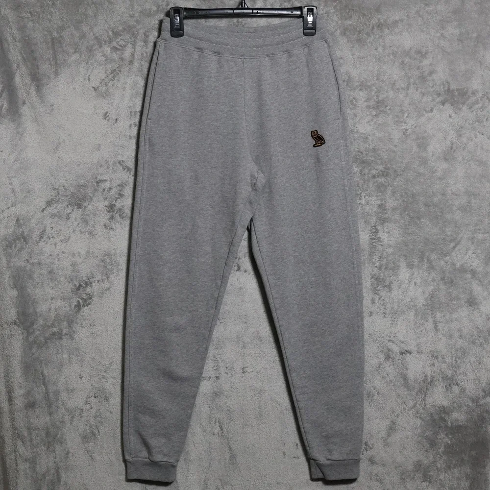 OVO Sweatpants Mens XS Grey Octobers Very Own Owl Logo Joggers Athletic Casual